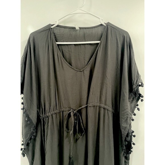 Wave Zone Woman‎ Black Beach Coverup s/m V-Neck Summer Swimming Rayon Onepiece - Picture 3 of 7
